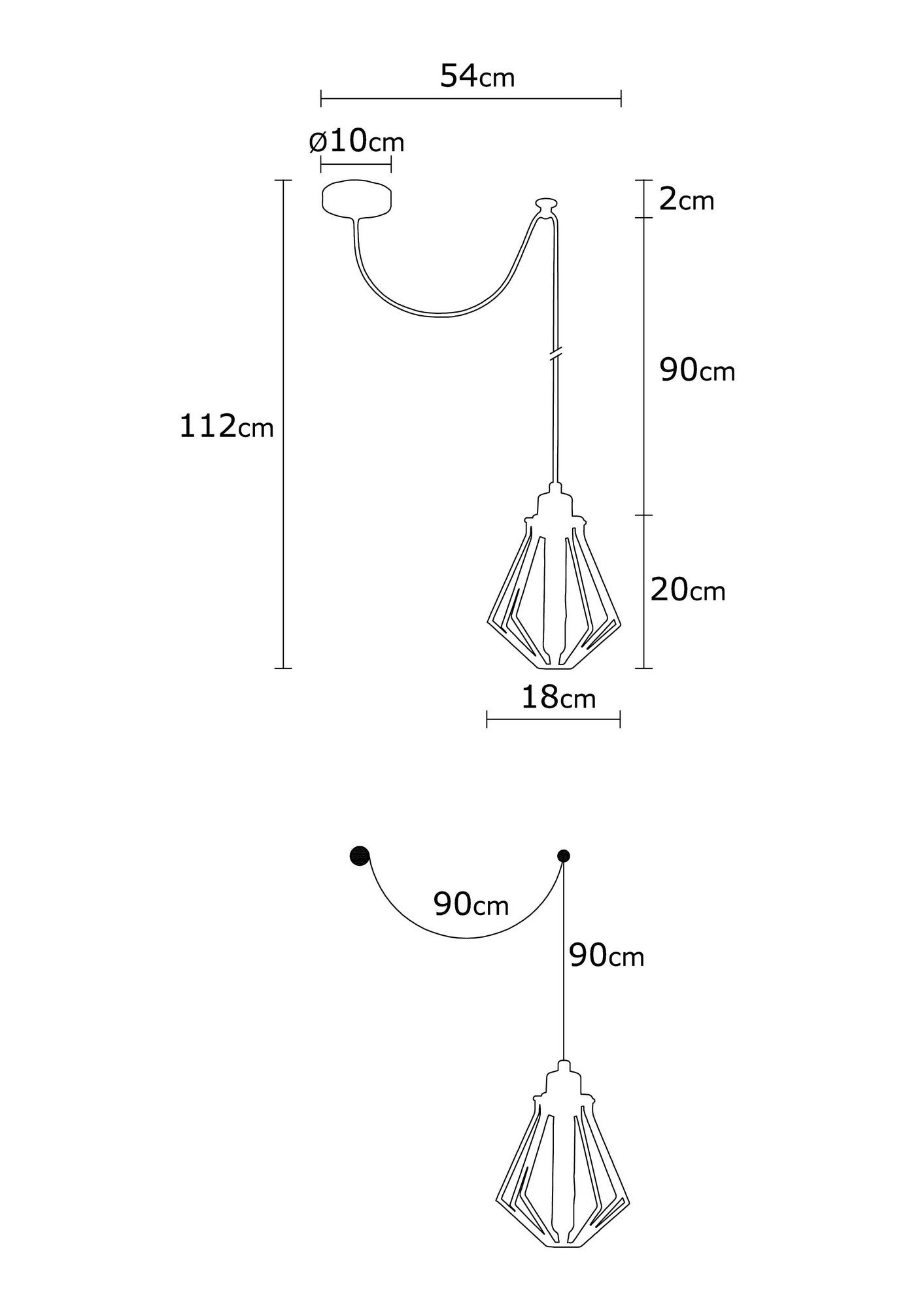 Lustra OYLAT N-1036, negru, metal, 54x18x112 cm