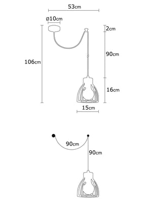 Lustra KEMAH-N-1235, negru, metal, 53x15x106 cm