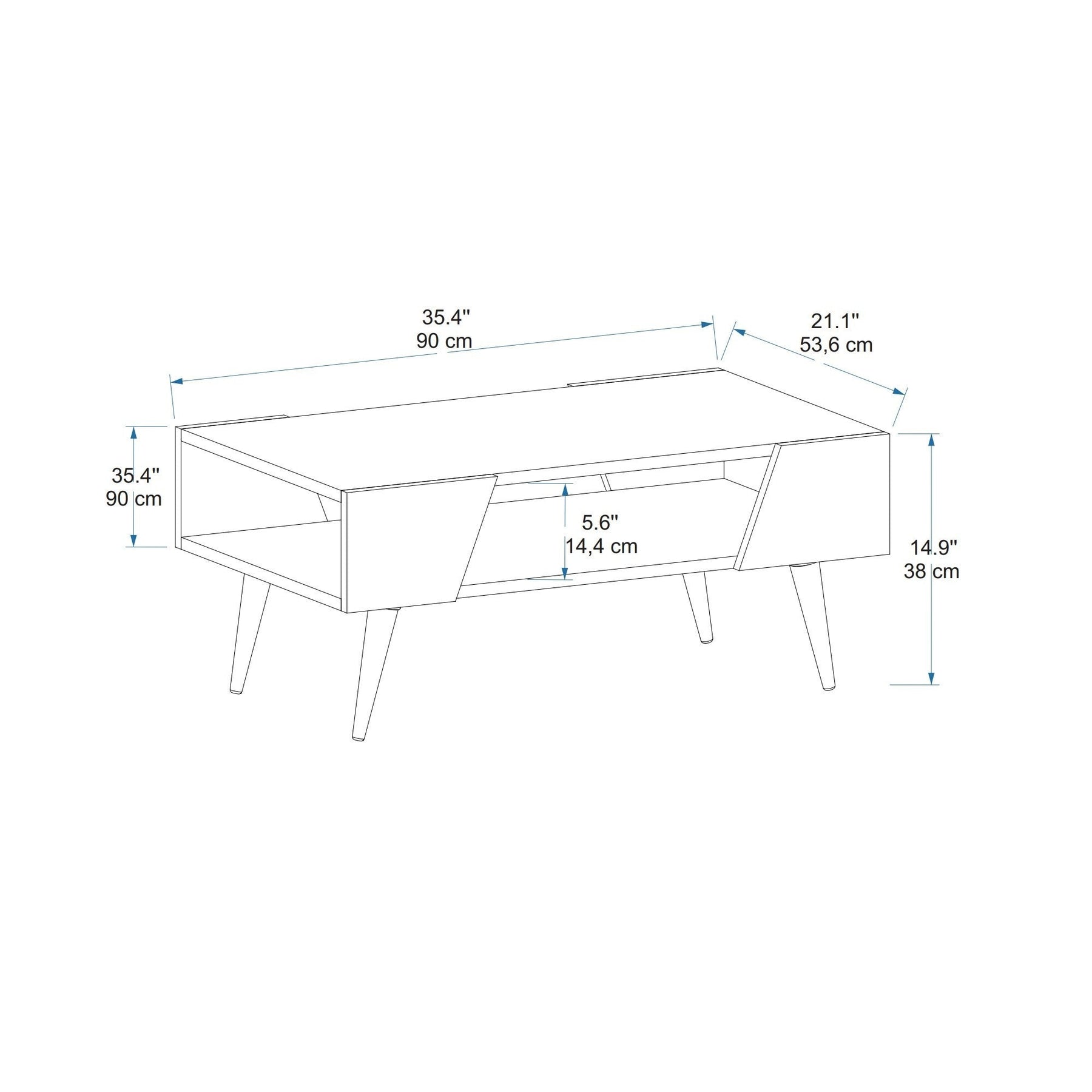 Masuta cafea AREN, crem/nuc, PAL melaminat, 90x54x38 cm