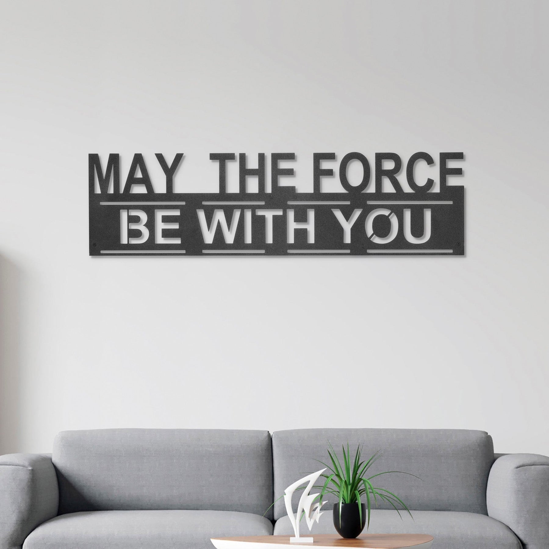 Decoratiune perete THE FORCE, negru, metal, 65x20 cm