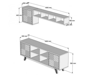 Mobilier living INCI, nuc/albastru, PAL melaminat, 3 piese