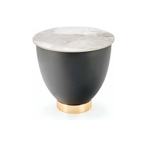 Masuta cafea CECILIA S, negru/alb, ceramica, cu spatiu depozitare, 48x45 cm