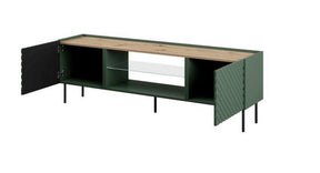 Comoda TV ONDA, verde inchis/stejar, PAL laminat, 181x40x58 cm