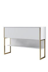 Comoda LUXE, alb/auriu, PAL melaminat/metal, 120x30x80 cm