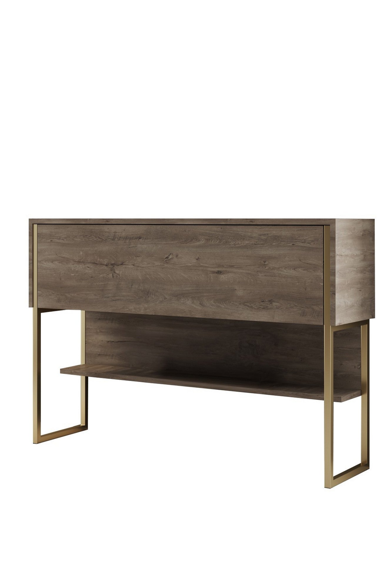 Comoda LUXE, stejar/auriu, PAL melaminat/metal, 120x30x80 cm