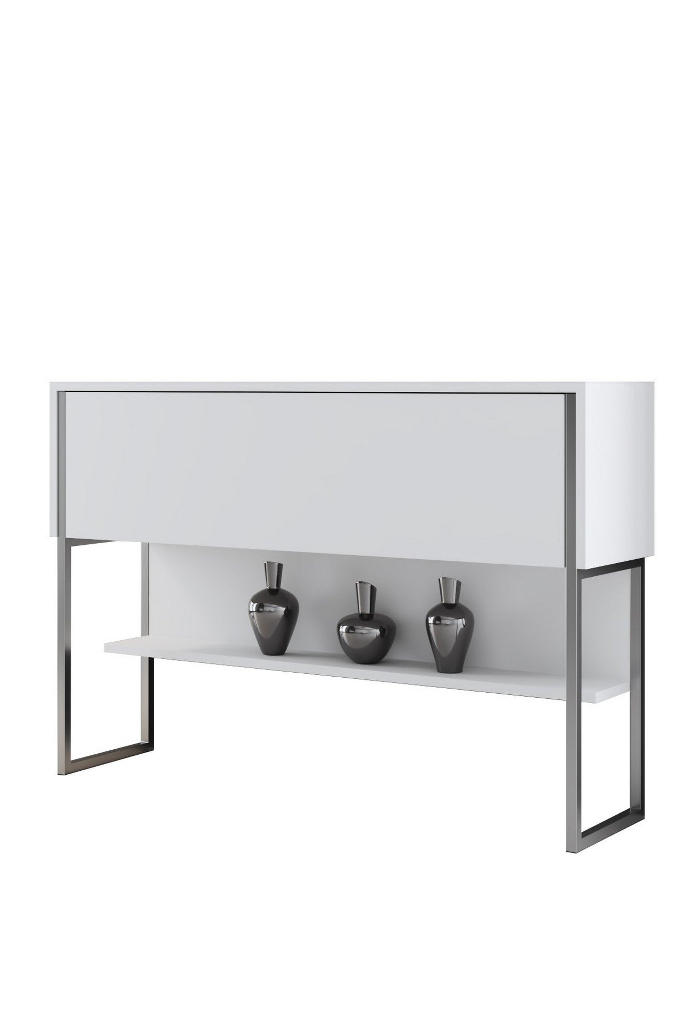 Comoda LUXE, alb/argintiu, PAL melaminat/metal, 120x30x80 cm