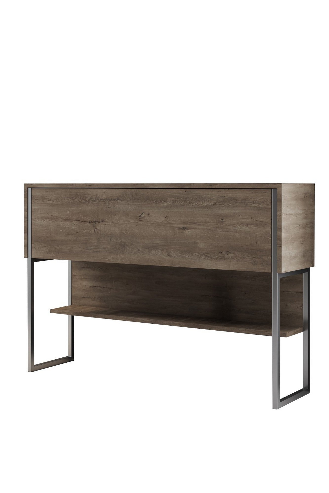 Comoda LUXE, stejar/argintiu, PAL melaminat/metal, 120x30x80 cm