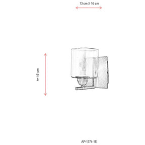 Lampa de perete AP-1374-1E, auriu, metal/sticla, 13x16 cm