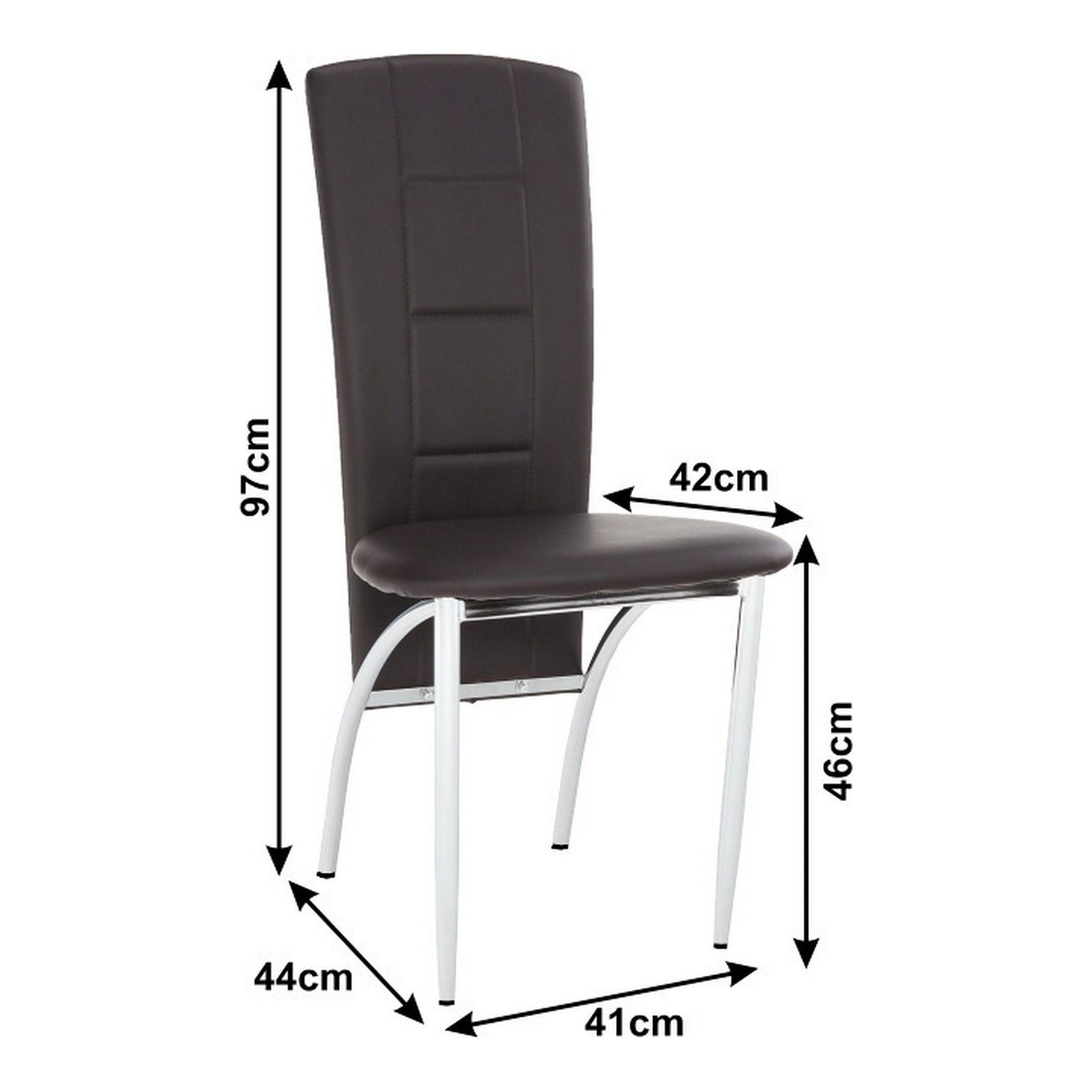 Scaun FINA, maro inchis, piele ecologica/metal, 41x44x97 cm