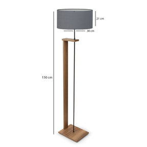 Wooden Floor Lamp AYD-3132, gri inchis/stejar inchis, lemn/textil, 38x150 cm