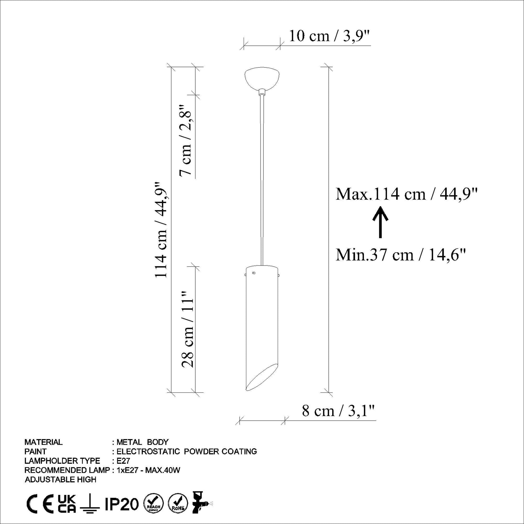 Lustra 795LMG1207, metal, 8x37-114 cm