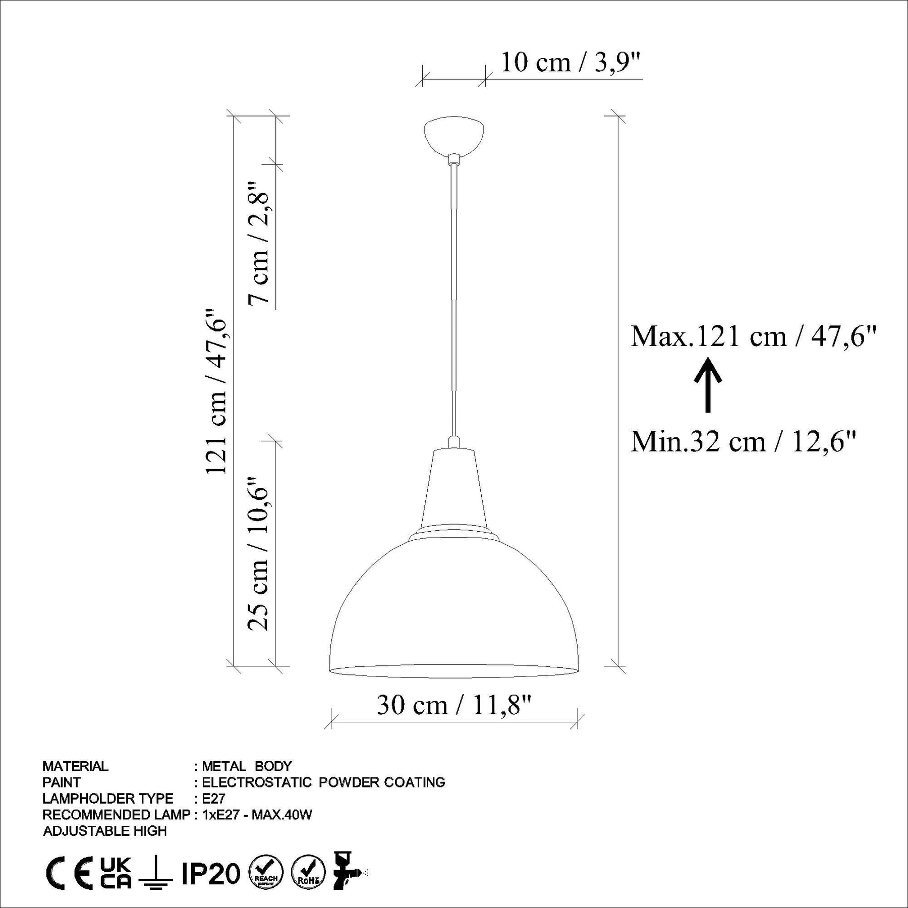 Lustra 795LMG1212, metal, 30x32-121 cm