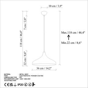 Lustra 795LMG1220, metal, 36x22-118 cm