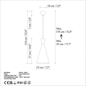 Lustra TOM 3541, metal, 19x45-134 cm