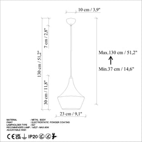 Lustra TOM 3551, metal, 23x37-130 cm