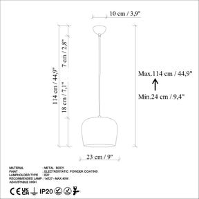 Lustra YOZGAT-N-1409, metal, 23x24-114 cm