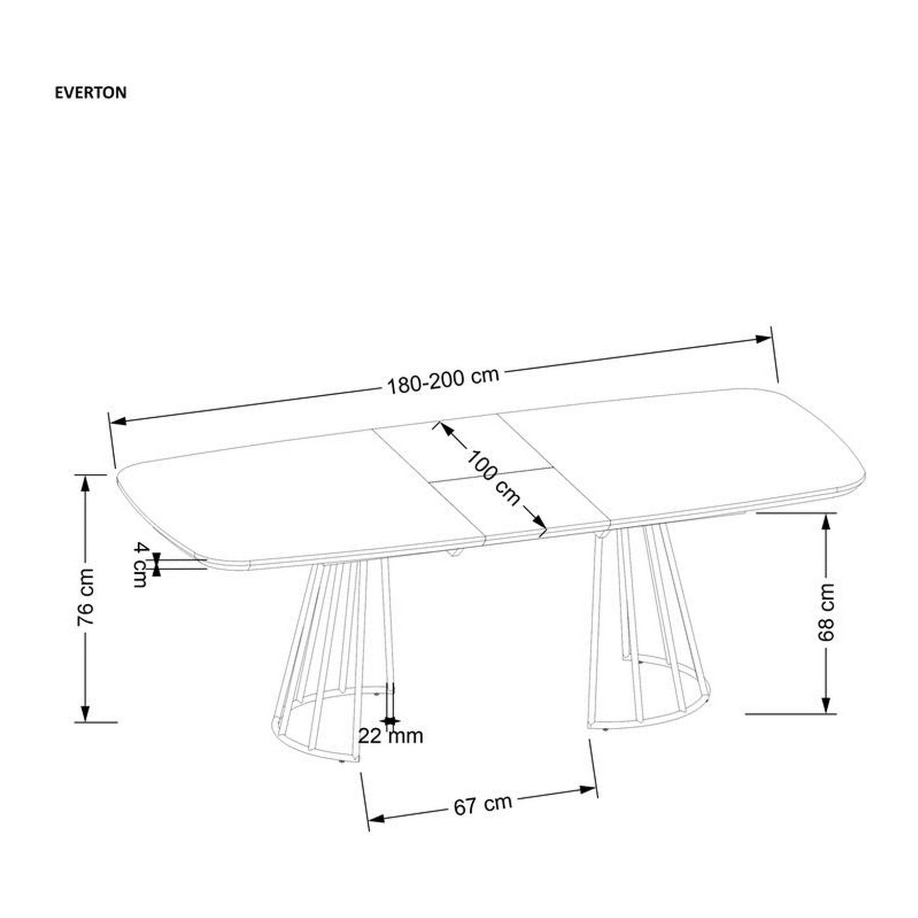 Masa extensibila EVERTON, nuc/negru, 180/200x100x76 cm