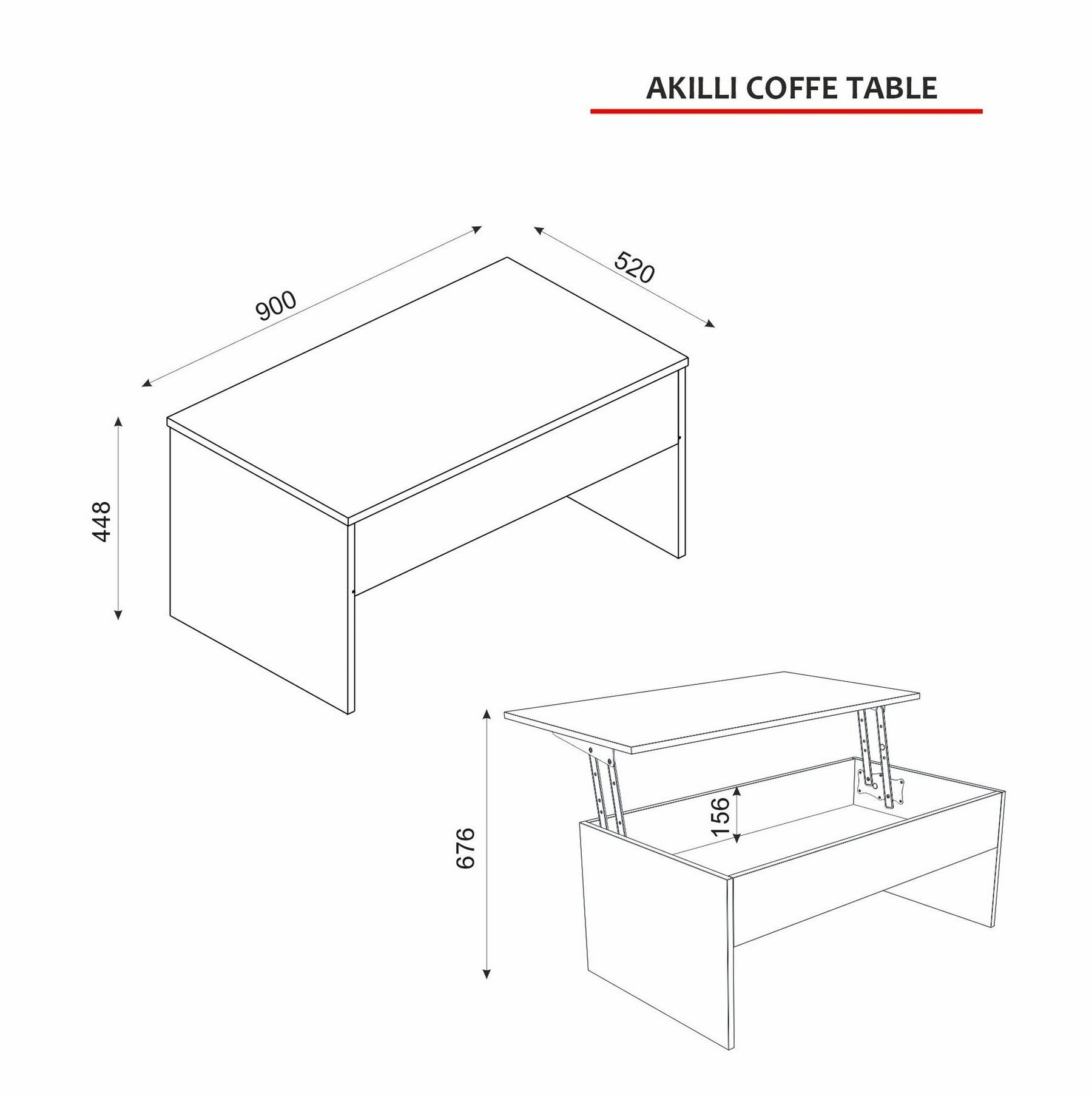 Masuta cafea AKILLI, crem, PAL melaminat, 90x45x52 cm