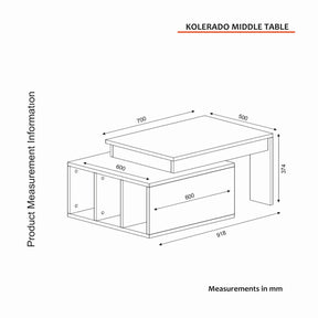 Masuta cafea KOLERADO, bej cu efect de marmura, PAL melaminat, 90x60x37 cm