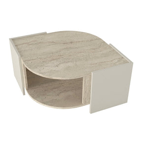 Masuta cafea MARBLE, bej cu efect de marmura, PAL melaminat, 75x75x40 cm