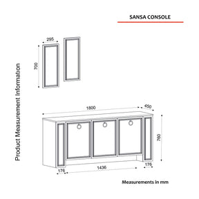 Comoda Sansa Aynali, nuc/alb, PAL melaminat, 180x76x45 cm