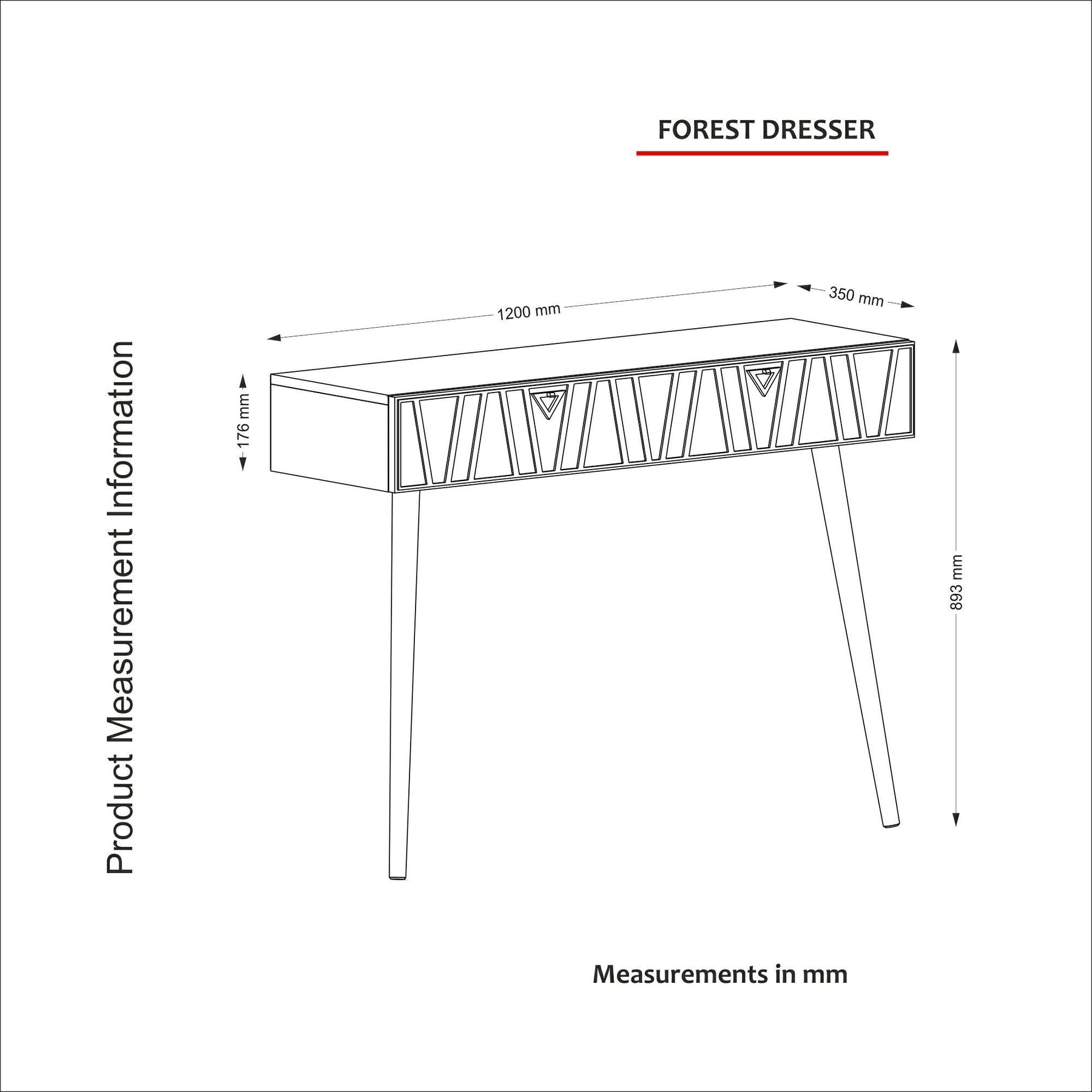 Consola FOREST, maro, PAL melaminat, 120x35x89 cm