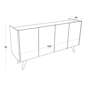 Comoda PETRA, alb, PAL melaminat, 150x40x68 cm