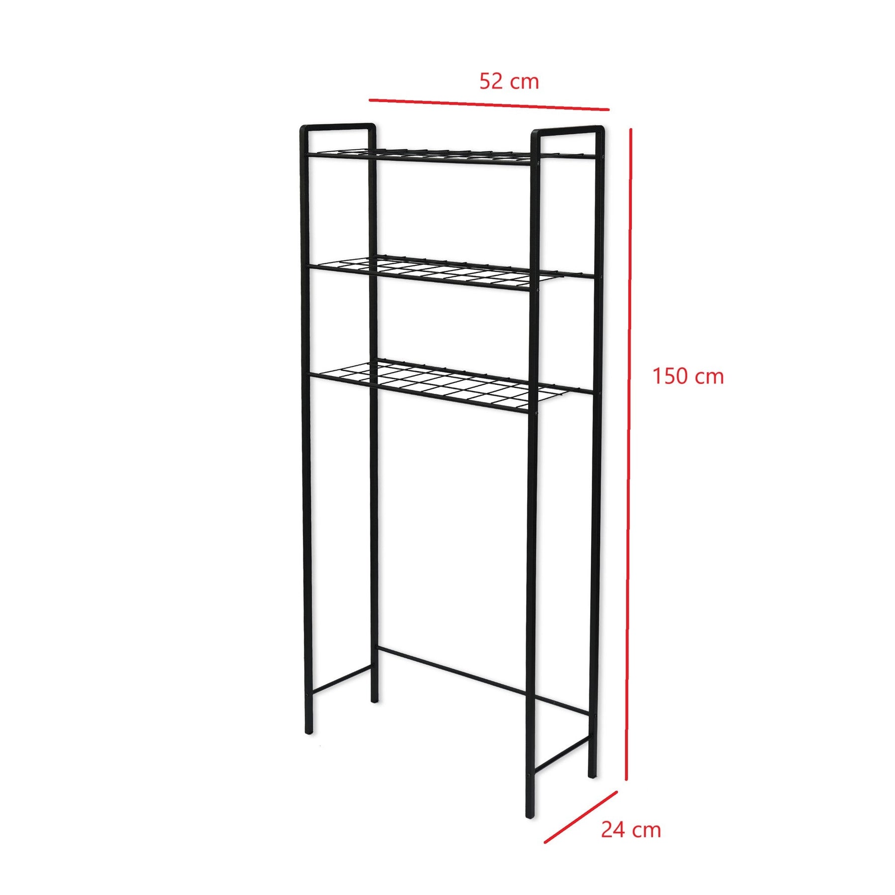 Etajera baie OTIS, negru, metal, 52x24x150 cm