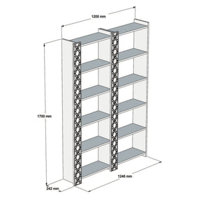 Biblioteca CITY 2, nuc/alb, PAL melaminat, 125x24x170 cm