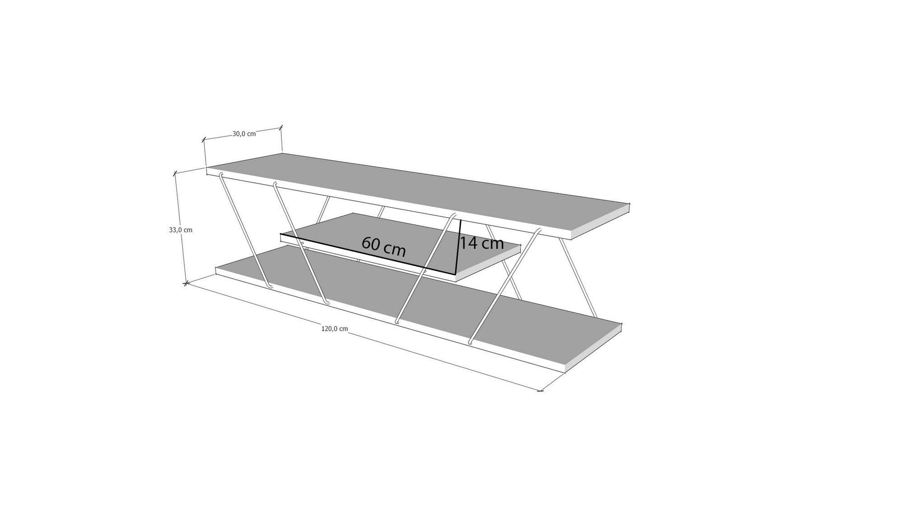 Comoda TV CANAZ, alb cu efect de marmura/auriu, PAL melaminat, 120x30x33 cm