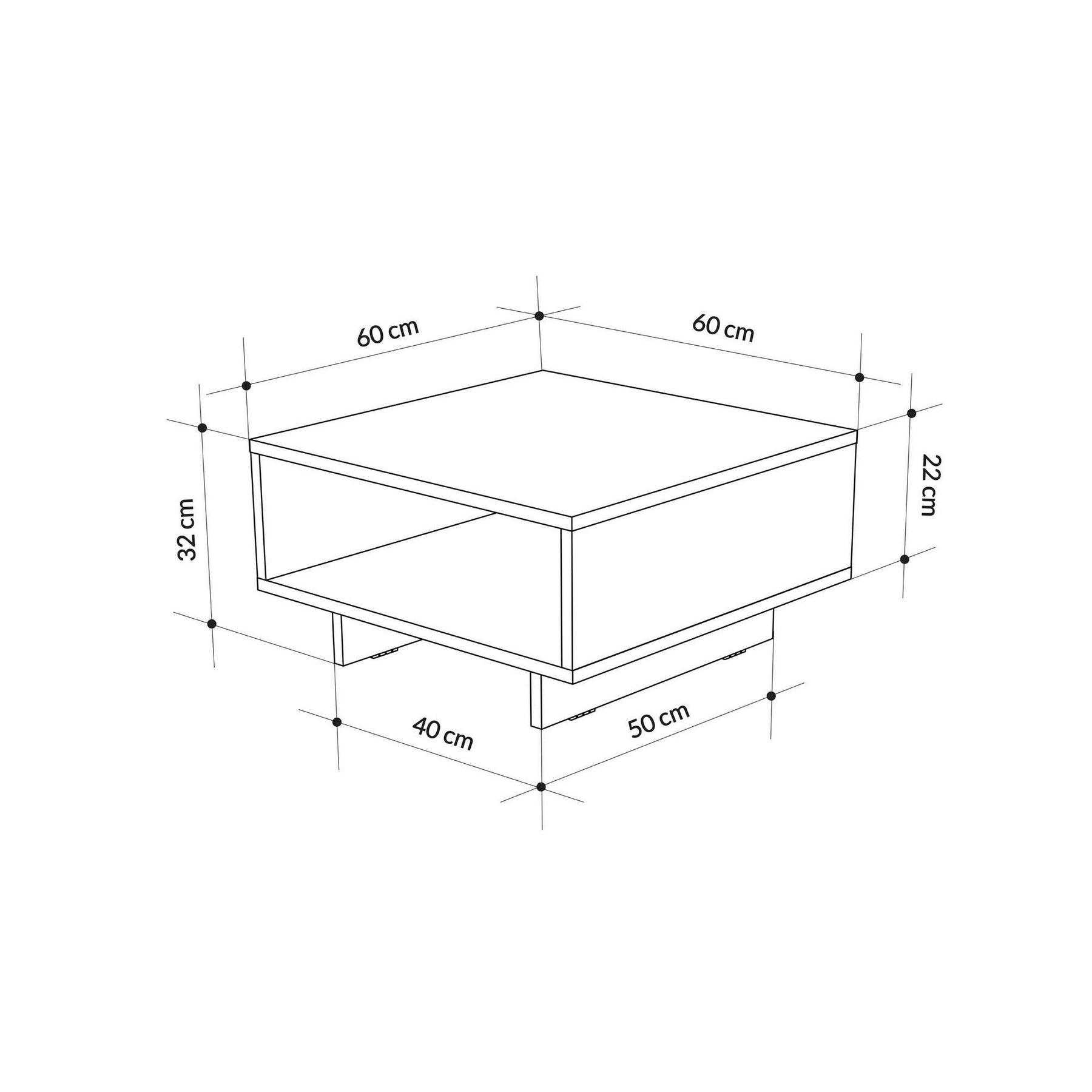 Masuta cafea HOLA, gri antracit, PAL melaminat, 60x60x32 cm