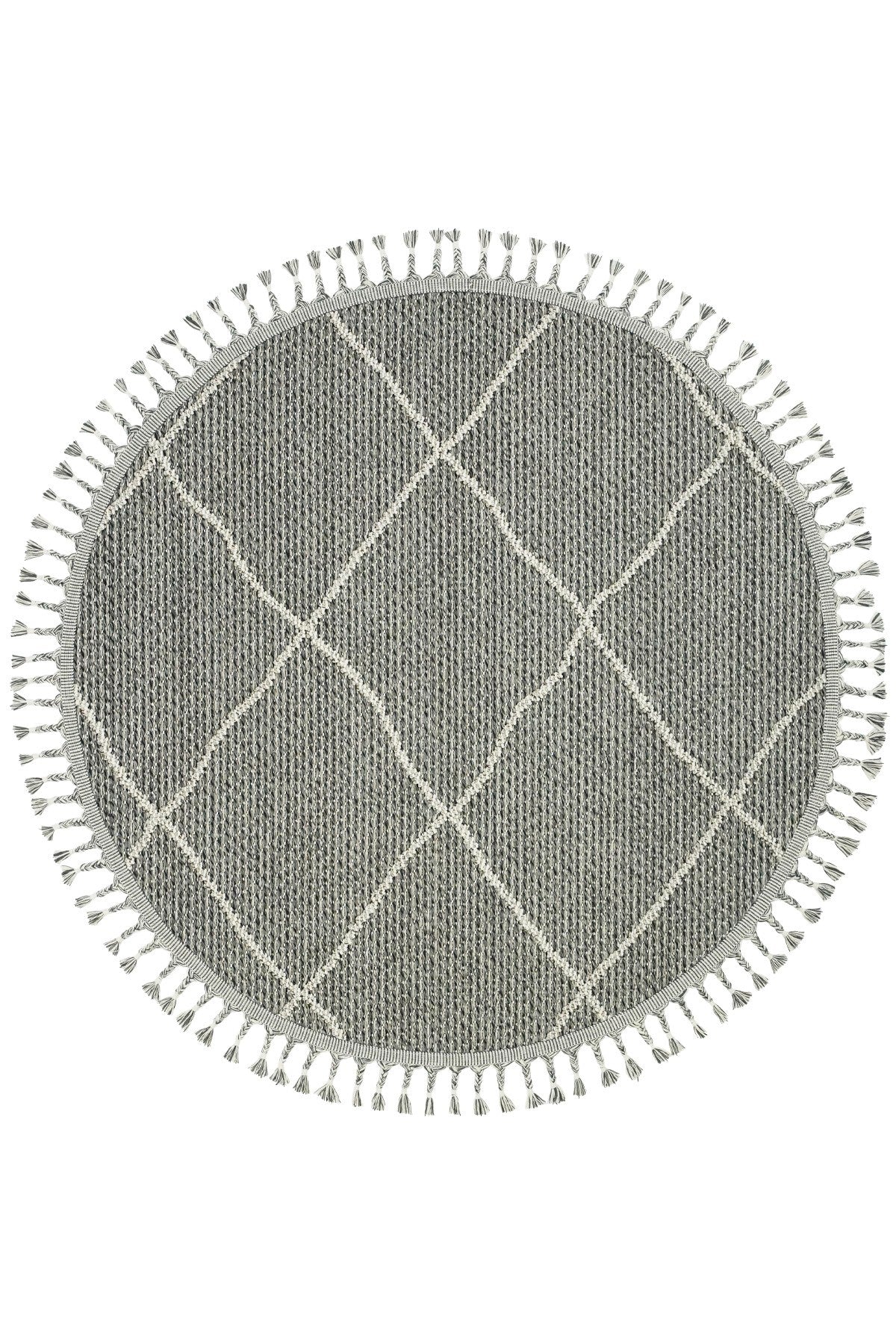 Covor ELIT, 80x80 cm, forma rotunda, polipropilena, gri, 02