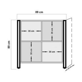 Comoda Arcas Verna, pin atlantic/negru, PAL melaminat/metal, 89x89x35 cm