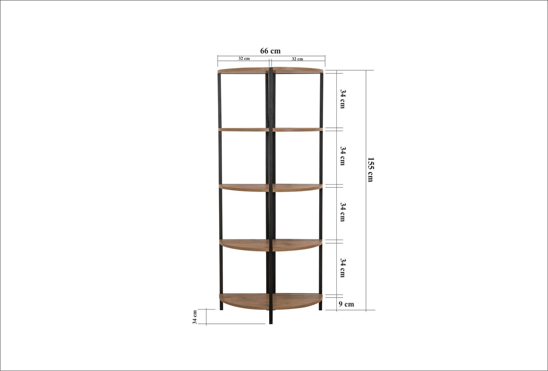 Etajera MONA RAFIX, maro/negru, PAL melaminat/metal, 66x34x155 cm