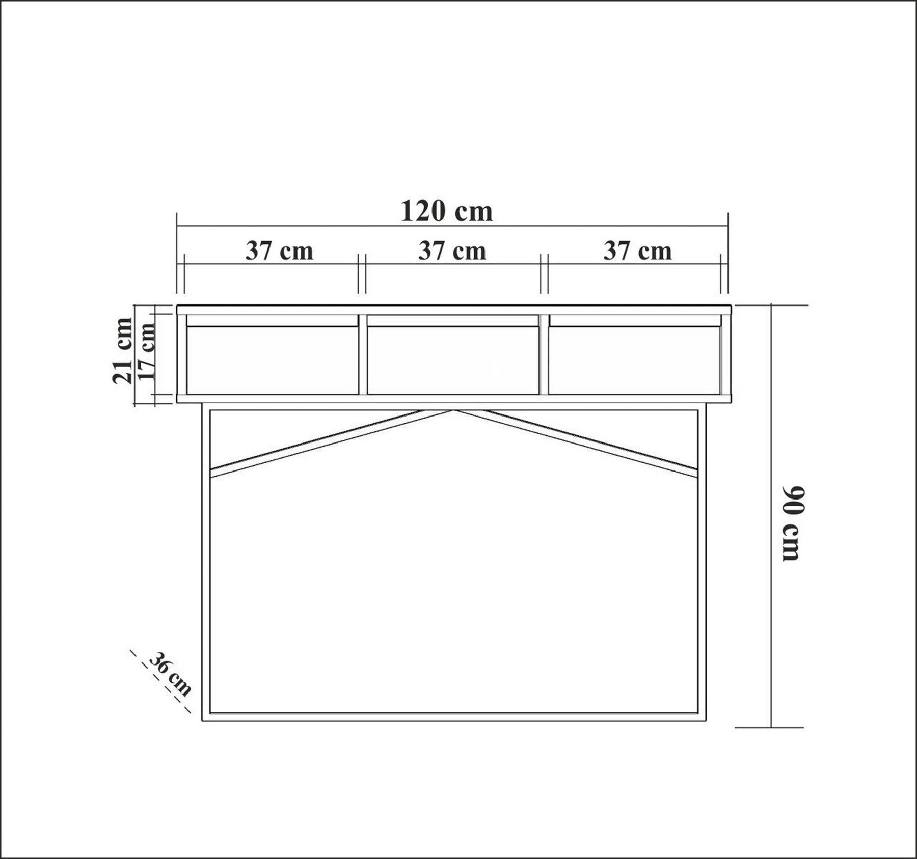 Consola LAXUS MIA, crem/auriu, PAL melaminat/metal, 120x36x90 cm