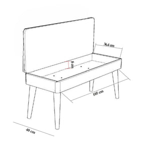 Mobilier hol VEGAS-949-0900, alb/bej/stejar, PAL melaminat/stofa catifelata, format din pantofar si bancheta