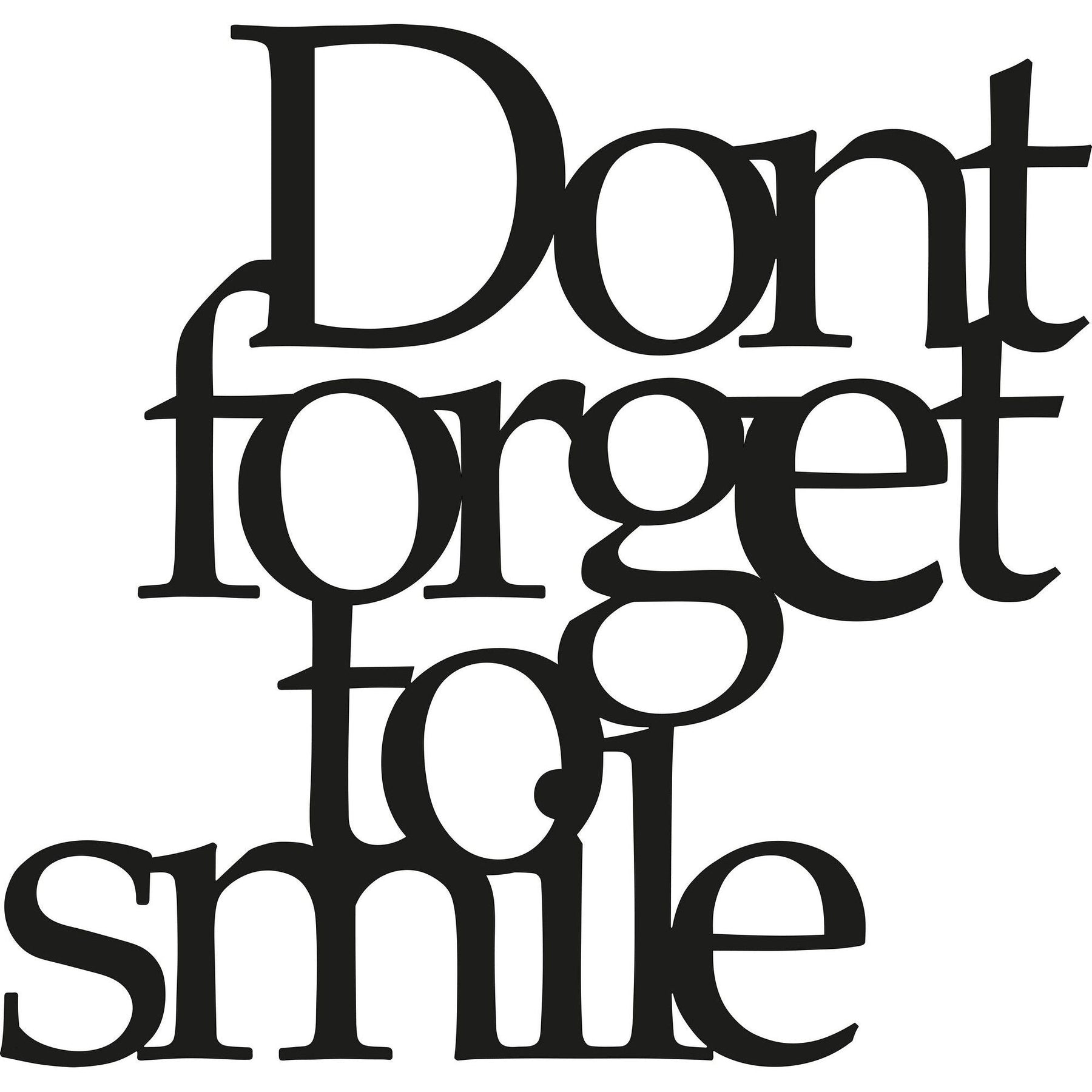 Decoratiune de perete Dont Forget To Smile, negru, metal, 70x67 cm