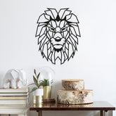 Accesoriu deocartiv de perete metalic Lion, 100% metal, negru, 40x50 cm