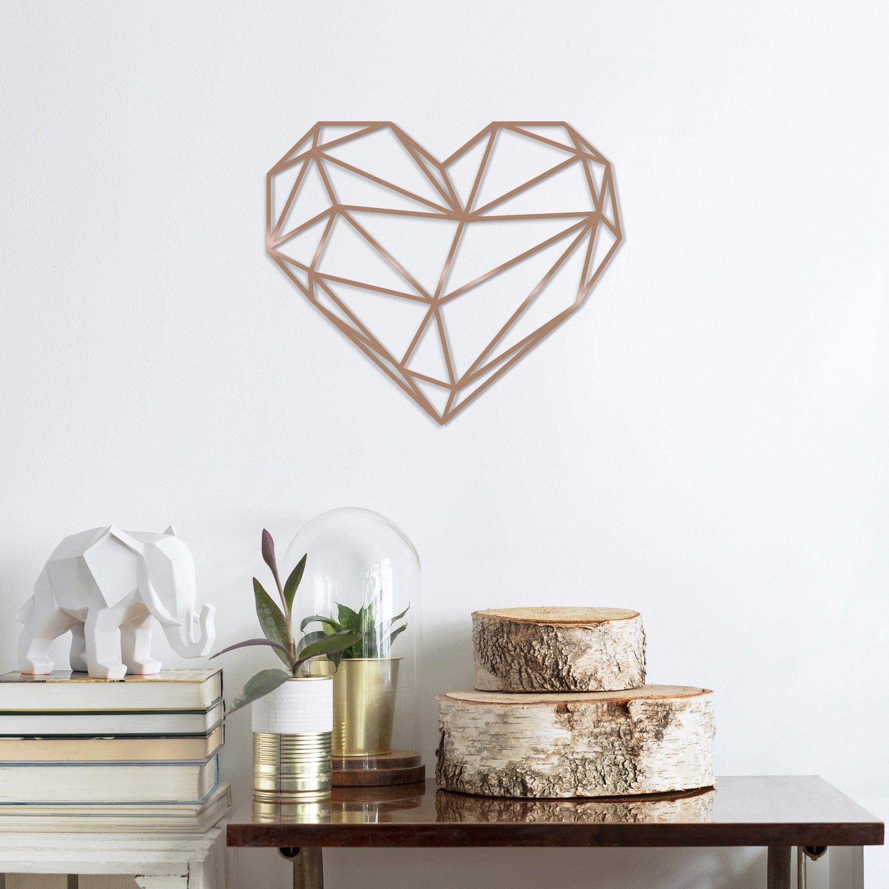 Decoratiune perete Heart-Copper, bej, metal, 47x40 cm