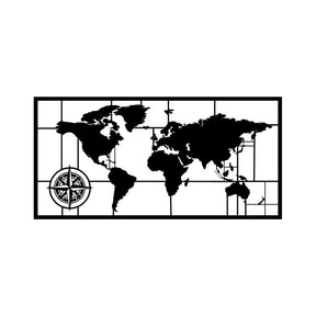 Accesoriu decorativ World Map Metal Decor 7, negru, metal, 121x60 cm