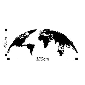 Decoratiune perete WORLD MAP MEDIUM, negru, metal, 120x47 cm