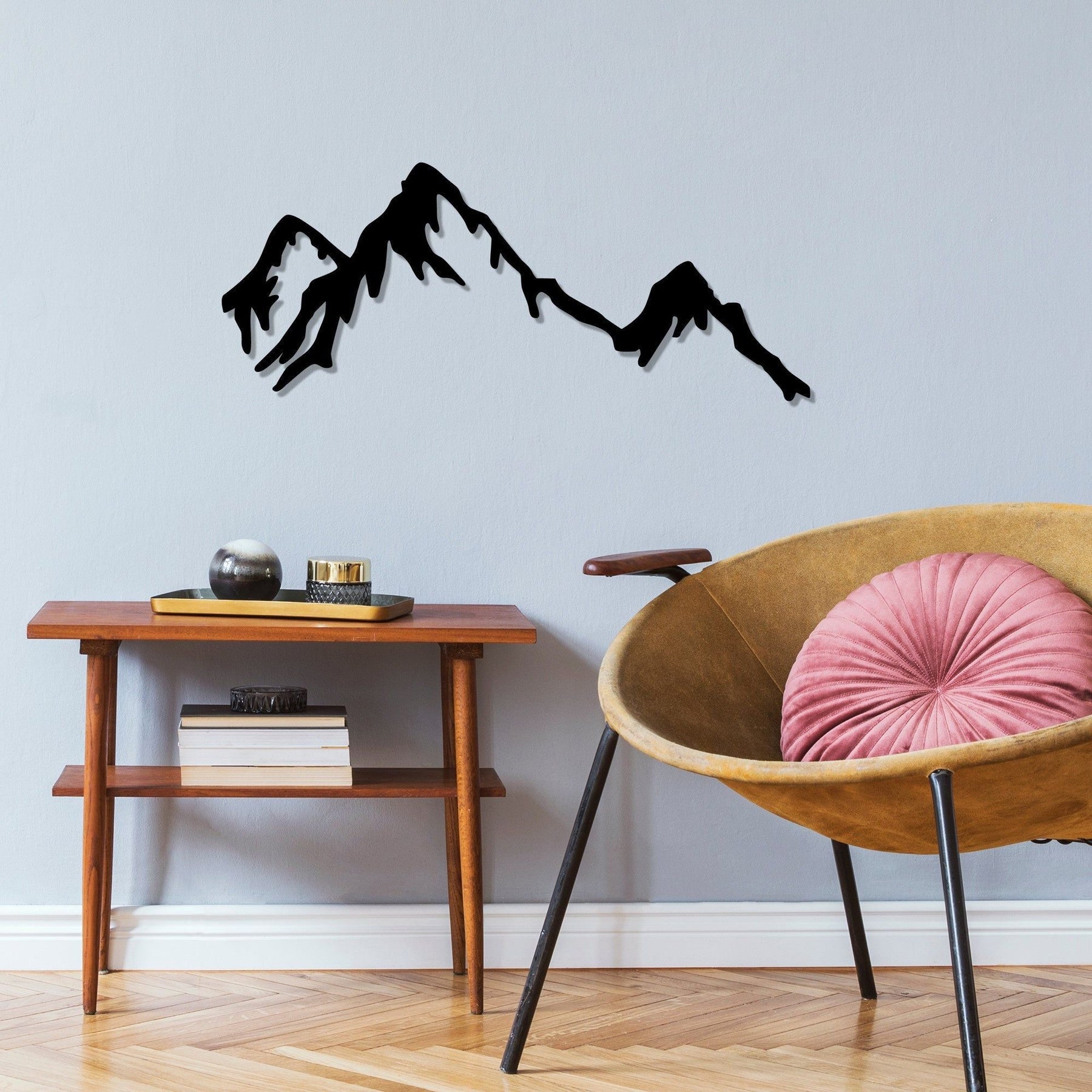 Accesoriu decorativ Mountain, 100% metal, negru, 70x30 cm