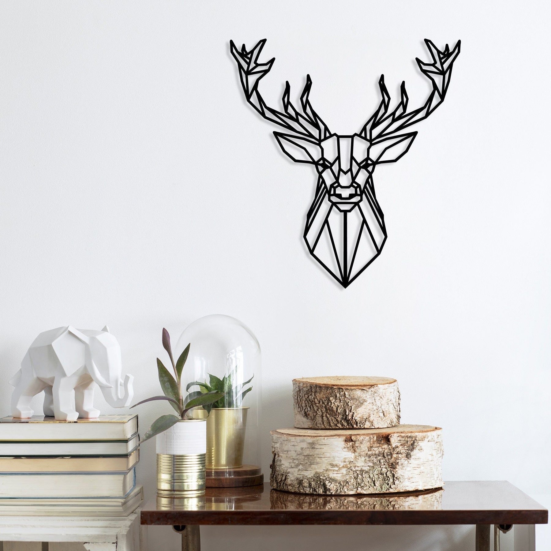 Decoratiune de perete Deer4, negru, metal, 60x65 cm