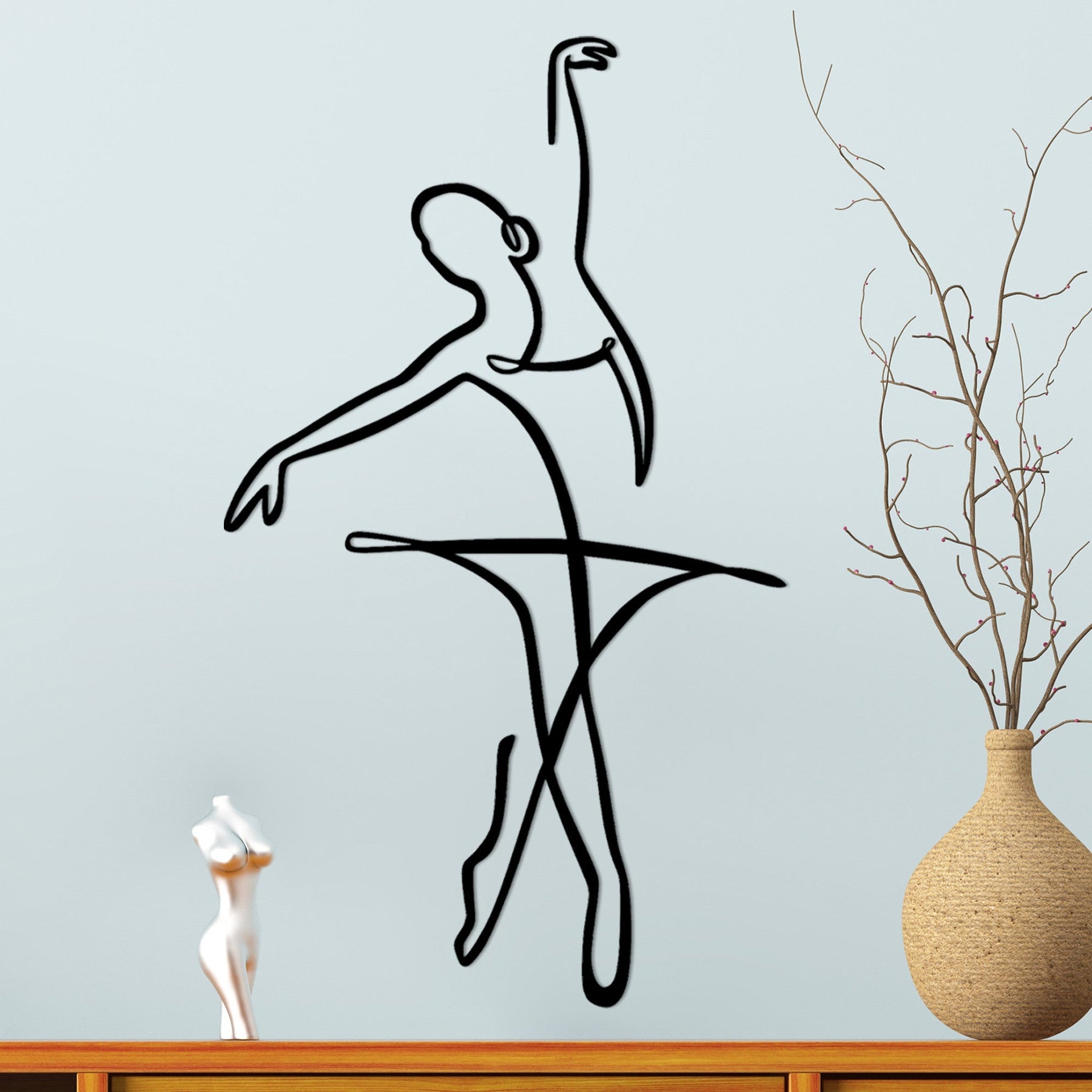 Decoratiune perete BALLERINA 3, negru, metal, 70x41 cm