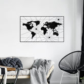 Accesoriu decorativ World Map, 16, negru, metal, 120x70 cm