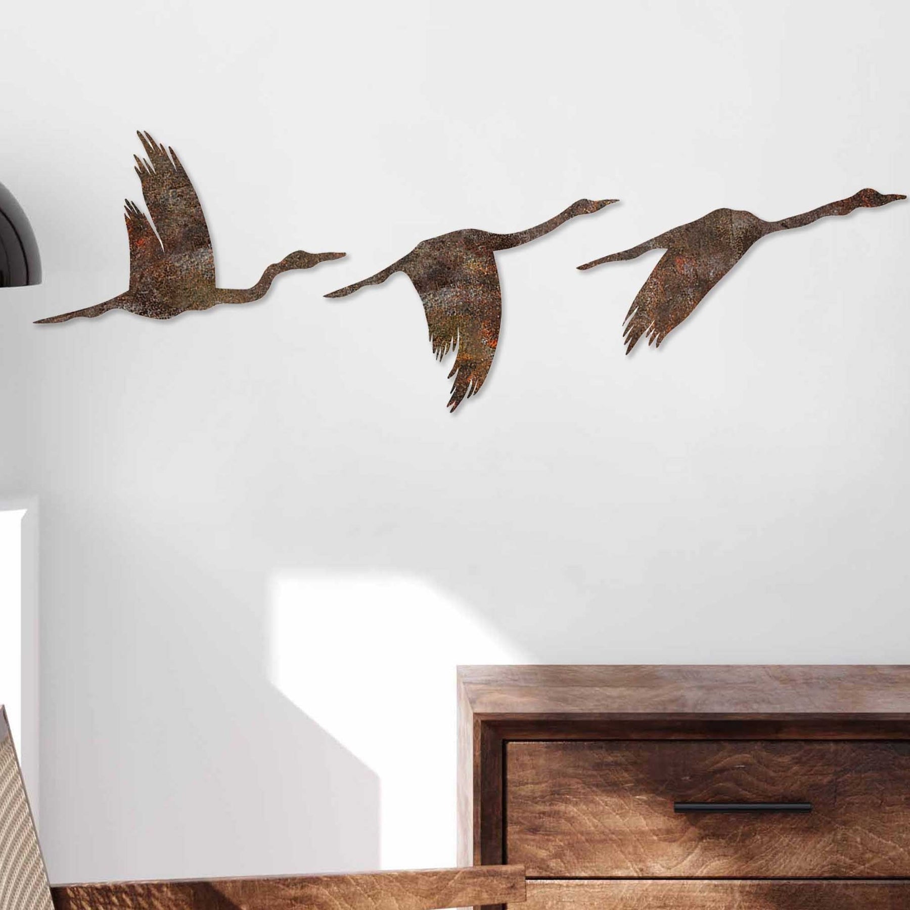 Decoratiuni perete RUSTY BIRDS 1, maro, metal