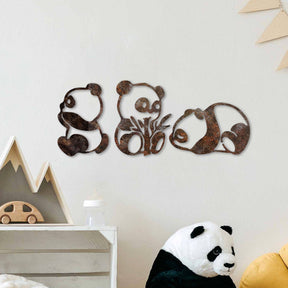 Decoratiuni perete RUSTY PANDA, maro, metal