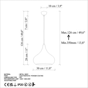 Lustra SAGLAM 3774, turcoaz, metal, 30x35-126 cm