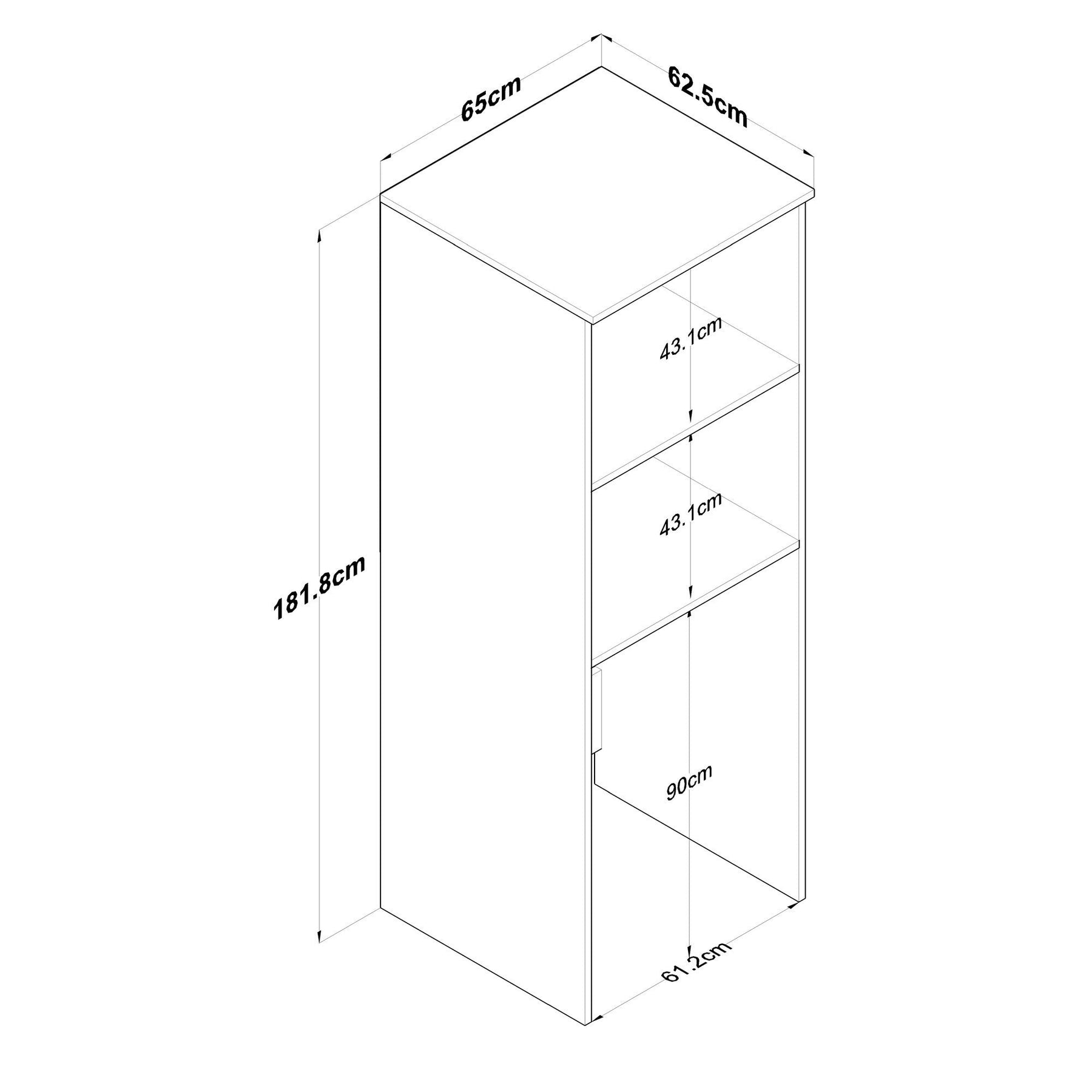 Dulap pentru masina de spalat KD110 3192, alb, PAL melaminat, cu 2 usi, 65x63x182 cm