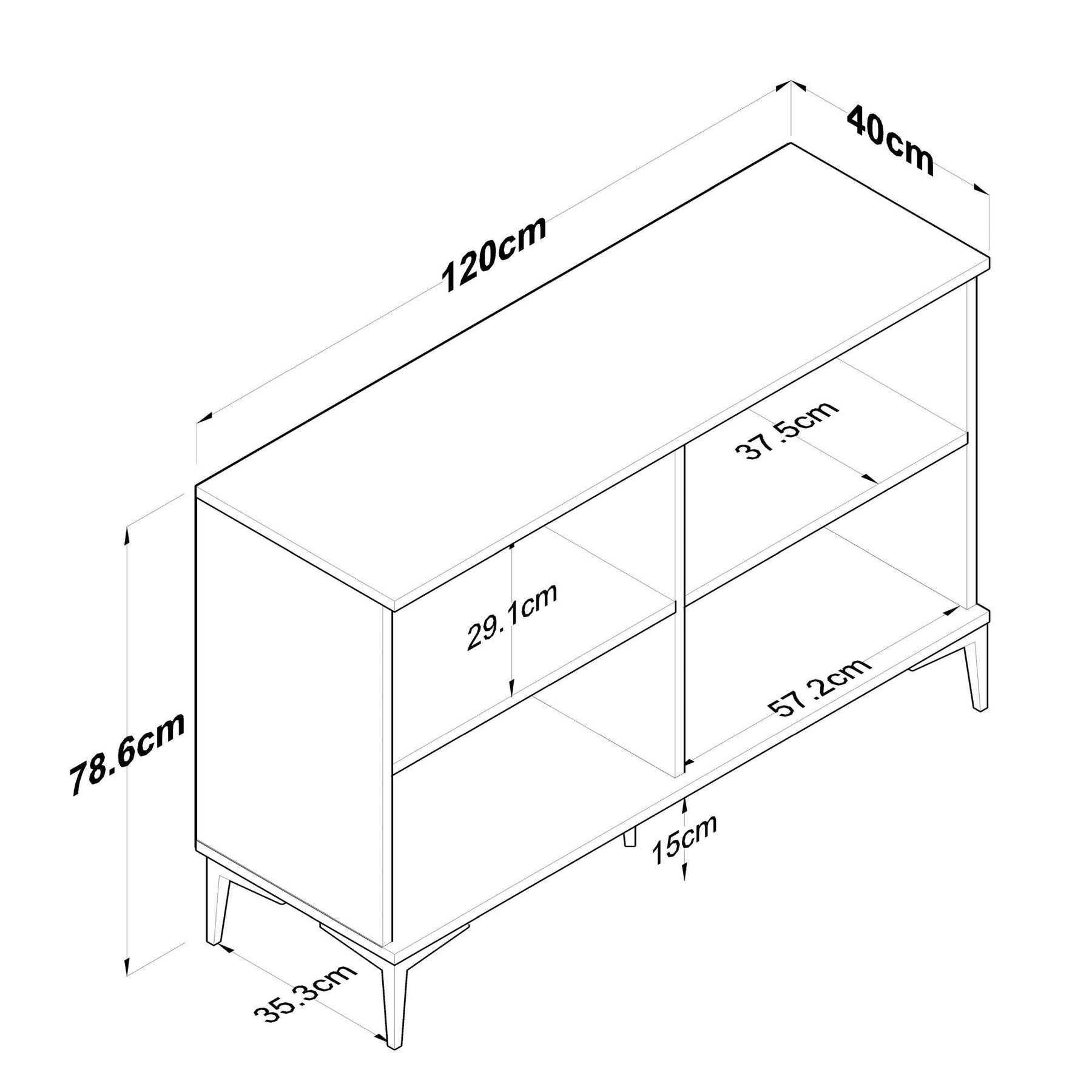 Comoda JE162 3268, alb/stejar, PAL melaminat, 120x40x79 cm